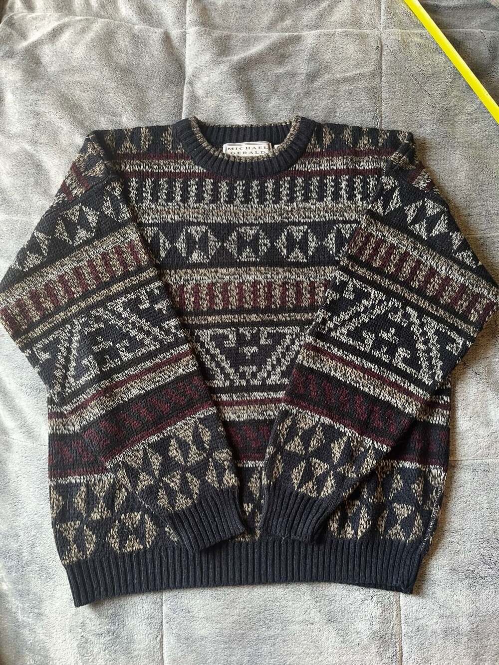 Michael Gerald Sweater Size XL/XG Vintage Geometric Pullover Crewneck